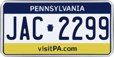 PA license plate JAC2299