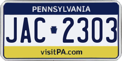 PA license plate JAC2303