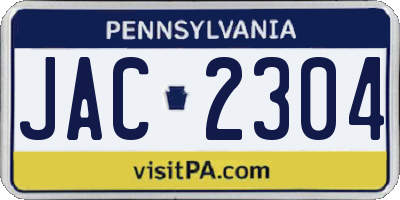 PA license plate JAC2304