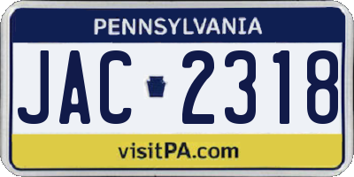 PA license plate JAC2318