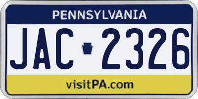 PA license plate JAC2326