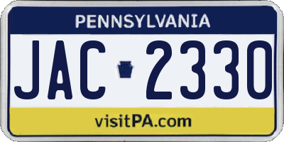 PA license plate JAC2330