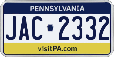 PA license plate JAC2332
