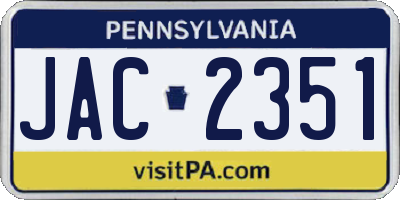 PA license plate JAC2351