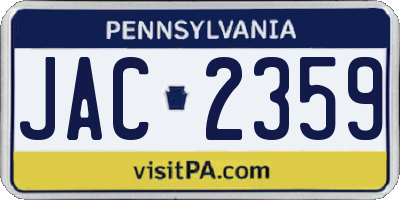 PA license plate JAC2359