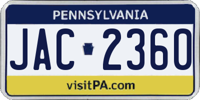PA license plate JAC2360