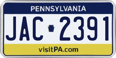 PA license plate JAC2391