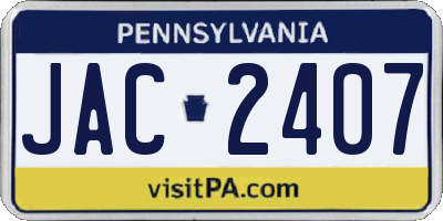 PA license plate JAC2407