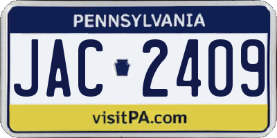 PA license plate JAC2409