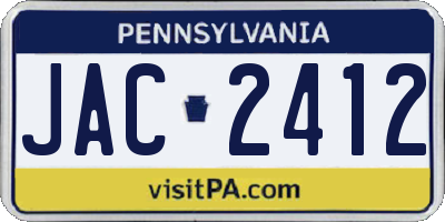PA license plate JAC2412