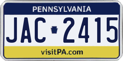 PA license plate JAC2415