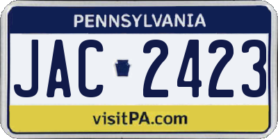 PA license plate JAC2423