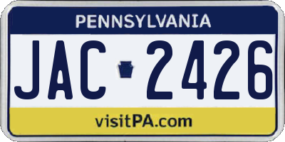 PA license plate JAC2426