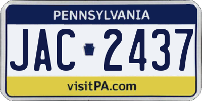 PA license plate JAC2437