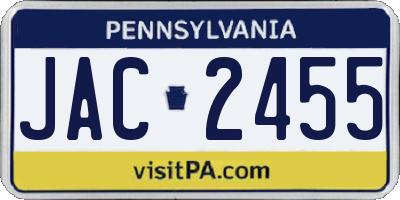 PA license plate JAC2455