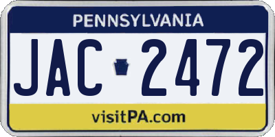 PA license plate JAC2472