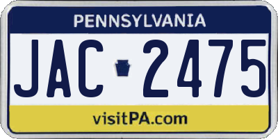PA license plate JAC2475
