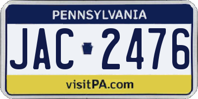 PA license plate JAC2476