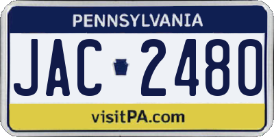 PA license plate JAC2480