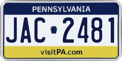PA license plate JAC2481