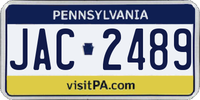 PA license plate JAC2489