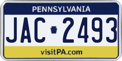 PA license plate JAC2493