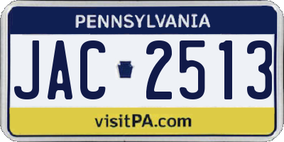 PA license plate JAC2513
