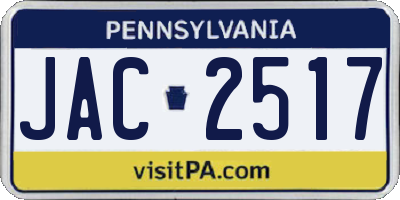 PA license plate JAC2517