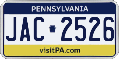 PA license plate JAC2526