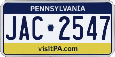 PA license plate JAC2547