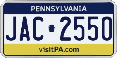 PA license plate JAC2550