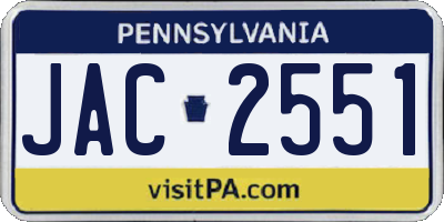 PA license plate JAC2551