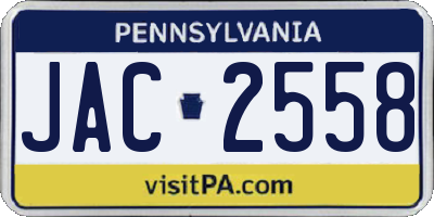 PA license plate JAC2558