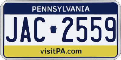 PA license plate JAC2559