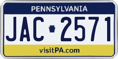 PA license plate JAC2571