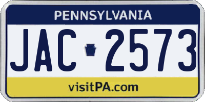 PA license plate JAC2573