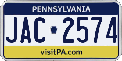 PA license plate JAC2574