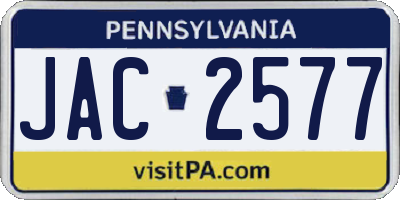 PA license plate JAC2577