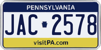 PA license plate JAC2578
