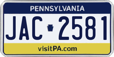PA license plate JAC2581