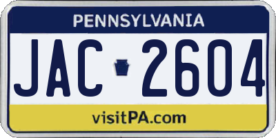 PA license plate JAC2604