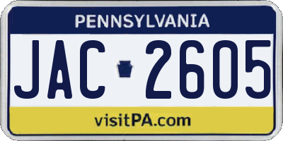 PA license plate JAC2605