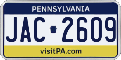 PA license plate JAC2609