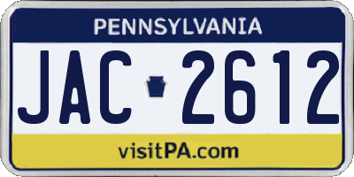 PA license plate JAC2612