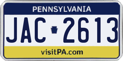 PA license plate JAC2613