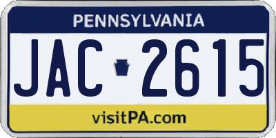 PA license plate JAC2615