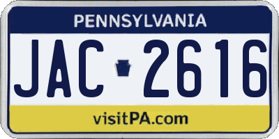 PA license plate JAC2616