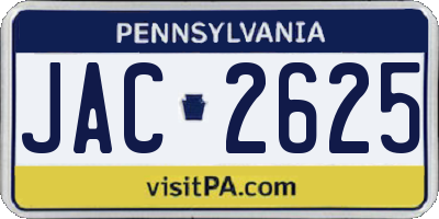 PA license plate JAC2625
