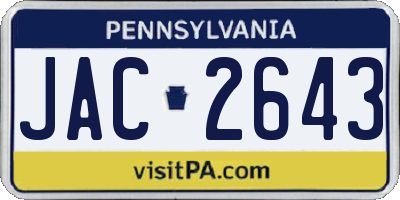 PA license plate JAC2643