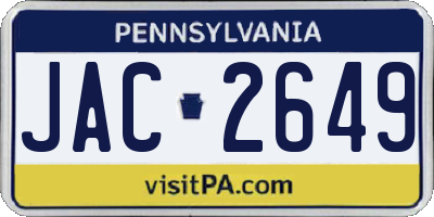 PA license plate JAC2649